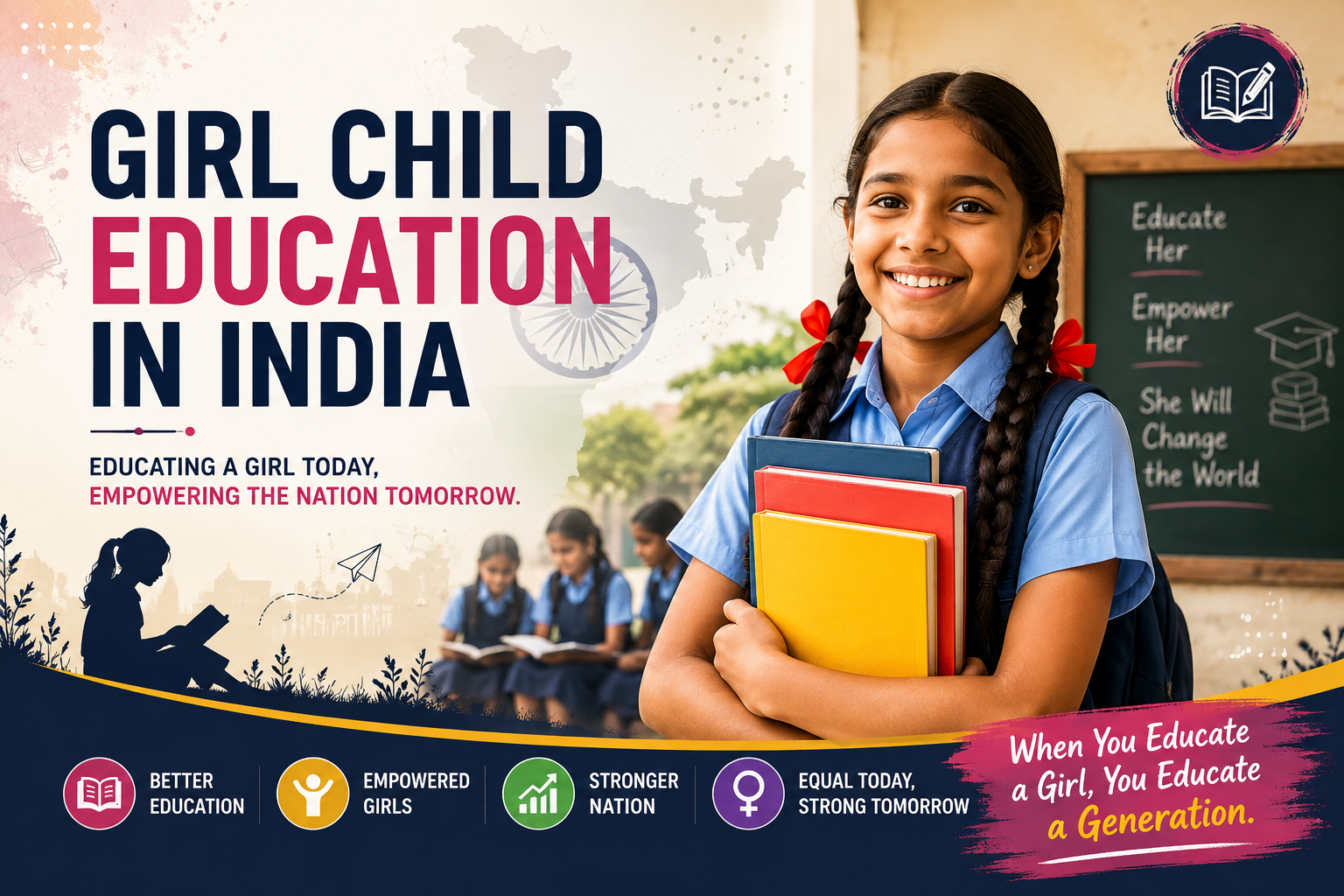 Girl child education in India students studying in a classroom